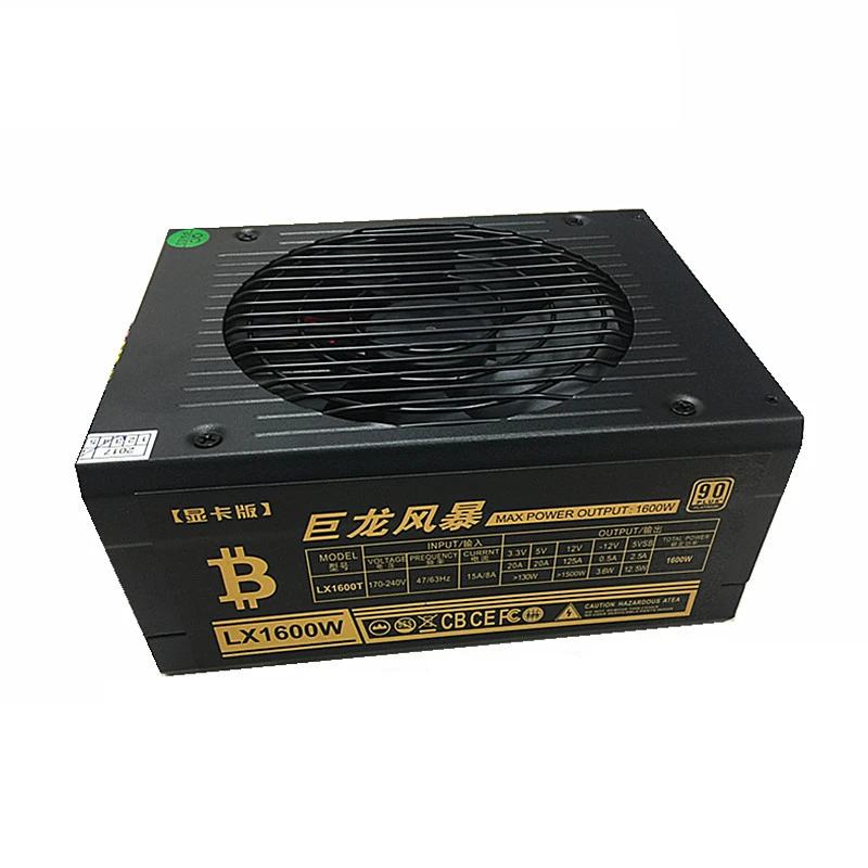 Etherfie Шахтер Powre питания 1600 Вт Bitcoin XMR случае Asic PSU ATX 12 В 125A применить R9 370 380 RX 470 480 570 580 1060 видеокарта