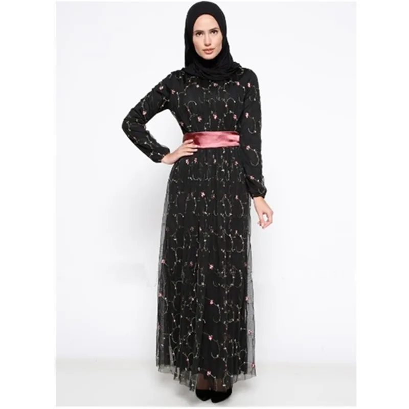 Мусульманский abaya платье турецкое женское шифоновое платье с кружевами и вышивкой костюмы и платья с длинным рукавом Вечерние vestido# D430