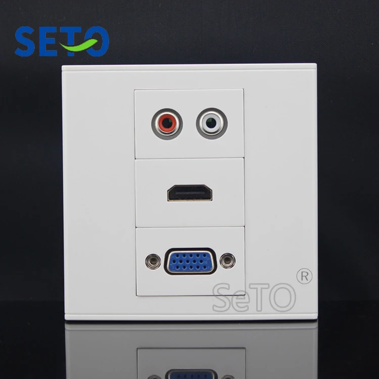 SeTo 86 Type Single Port RCA AV Audio + HDMI VGA Assorted Wall Plate Socket Keystone Faceplate | Обустройство дома