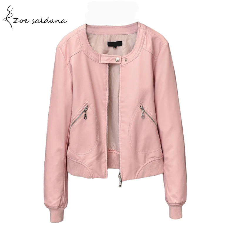 Zoe Saldana 2018 Faux Leather Jacket Women O Neck Zipper Casual Jacket Female Short Jacket Coat ... Zoe Saldana 2018 Faux Leather Jacket Women O Neck Zipper Casual Jacket Female Short Jacket Coat ...