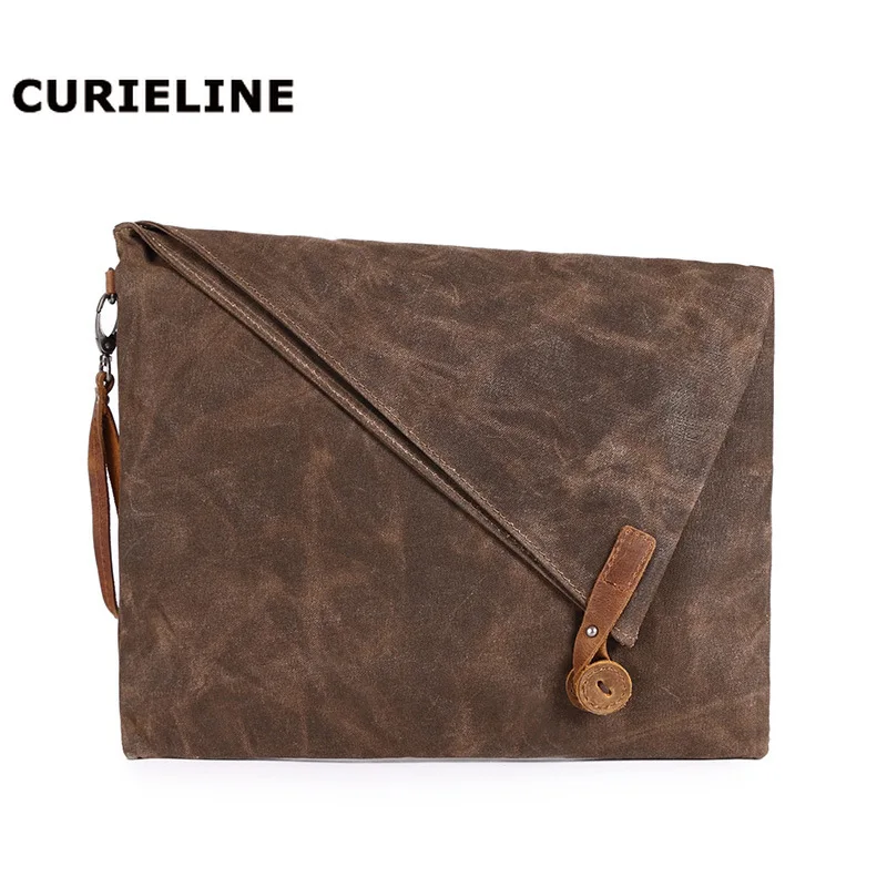 

Waxed Canvas Handmade Custom Men's Wallet Big Clutch Bags