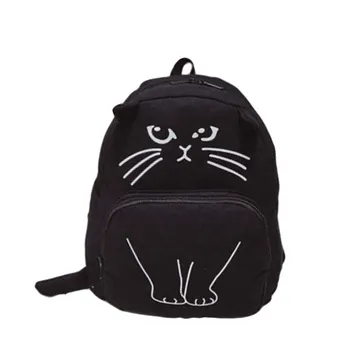 

4PCS / LOT Kawaii Cat Printing Backpack Women Canvas School Backpack For Teenagers Ladies Casual Rucksack Bookbags Mochila