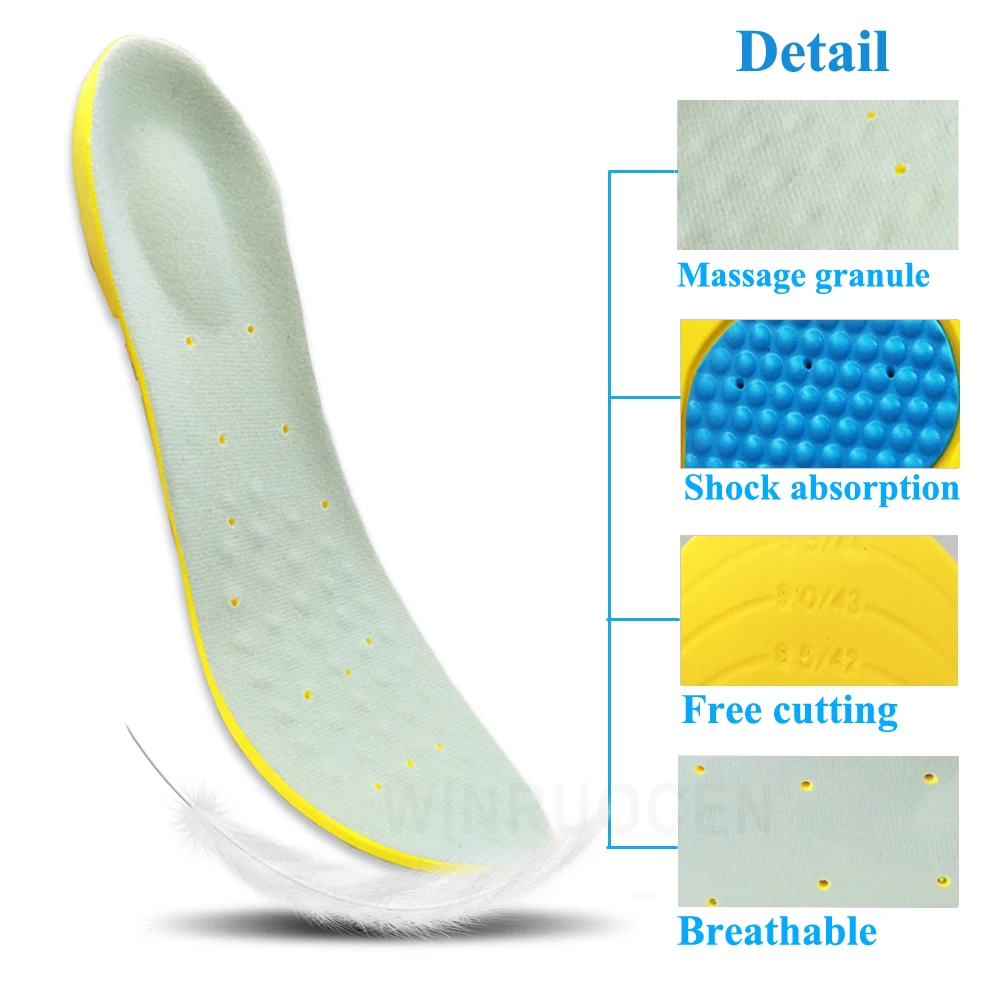 WINRUOCEN, полиуретановые силиконовые гелевые спортивные стельки, для бега, массажные, облегчающие боль, поддерживающие обувь, стельки, вставные подушечки, подушка для баскетбола