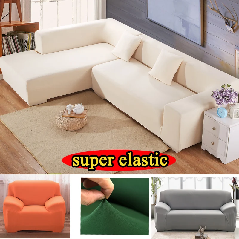 Us 32 0 Stretch Furniture Cover Armchair Solid Polyester Sectional Fabric Slipcover Armrest Corner Elastic Couch L Shaped Sofa In