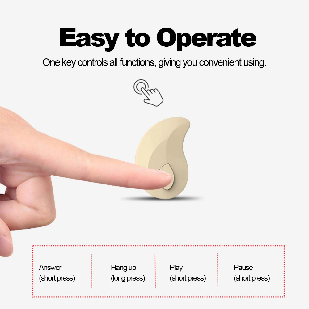 S550 Invisible Earphones Bluetooth Headphones In-ear Headset Stereo Music Earphone Smart Phone Earbuds Hands-free with Microphone for iPhone Android Phones