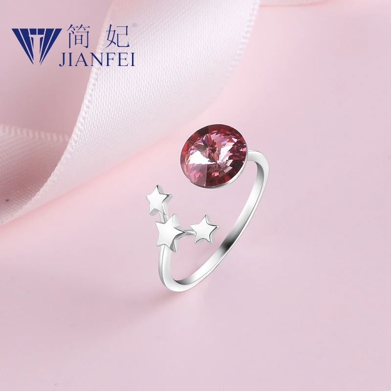 

Red gem 925 sterling silver ring Open loop for Women Girls Jewelry Adjustable Size Finger Ring 4