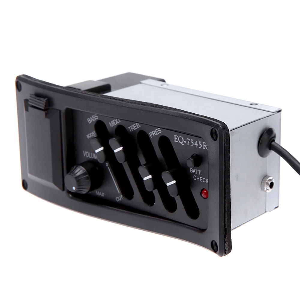 4 Band EQ Equalizer Guitar Piezo Pickup EQ 7545R Pre Amp Acoustic