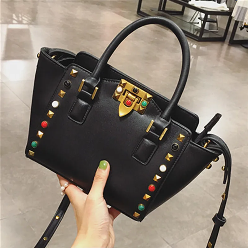 

Vintage Fashion Colorful Rivet Large Capacity Casual Totes Famous Designer Women Handbags High Quality Shoulder Messenger Bags