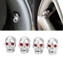 VODOOL 4 pçs/set Formato Do Crânio Do Metal Tampas Da Haste Da Válvula do Pneu Da Roda de Carro Auto Motocicleta Automóvel Bicicleta Pneu Poeira Cobre Carro styling
