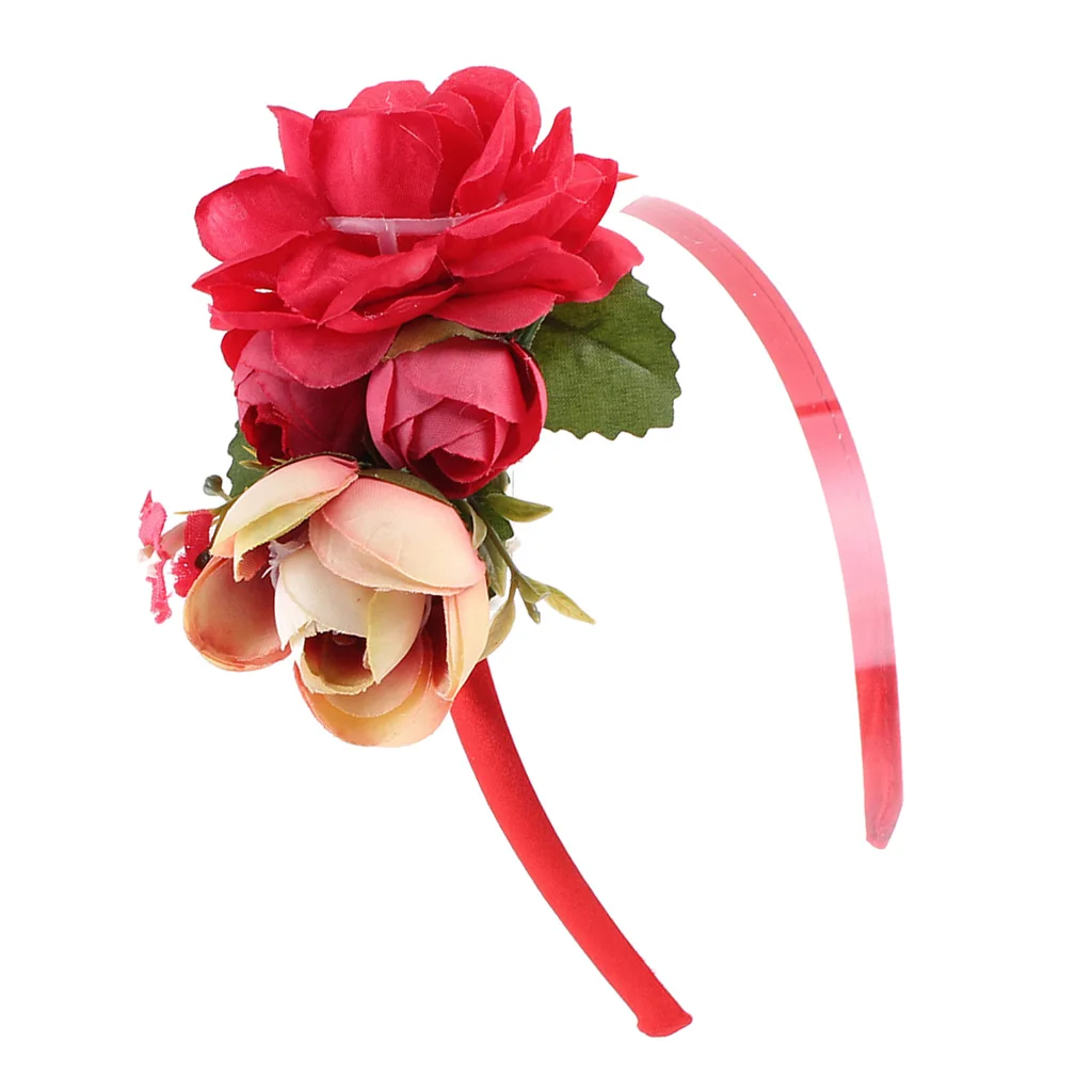 1Pc Handmade Bride Floral Flower Crown Headband Headwear Garland Hair Accessories for Kids Children Girls Baby 4Colors