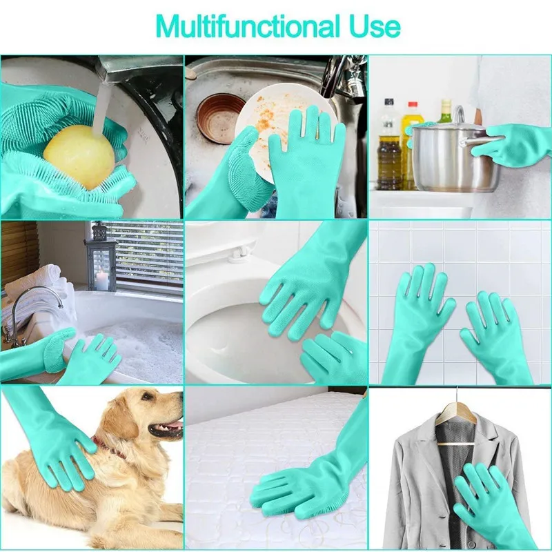 Magic Silicone Scrubber Rubber Cleaning Gloves Kitchen Accessories Dishwashing Scrubbing Gloves Tools for Cleaning Car Pet Brush08