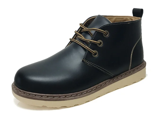 

Fashion Leather Men Light Boots Solid Casual Lace-Up Design Flat Heel Shoes Round Toe Male Fashion Comfortable Martin Boots Z432