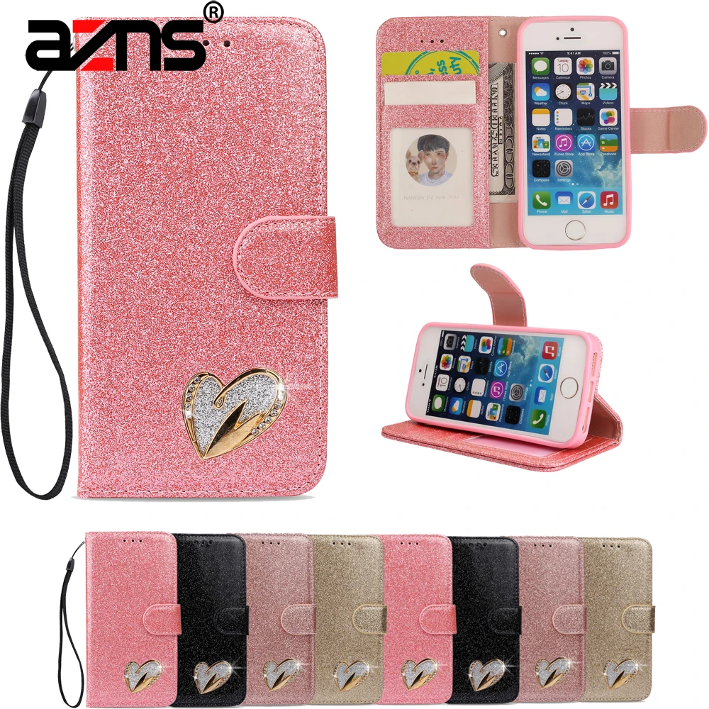 

Bling Glitter Crystal Case for Samsung Galaxy A7 2018 Card Slots Stand Wallet Cover for Samsung A7 2018 Flip Leather Phone Etui