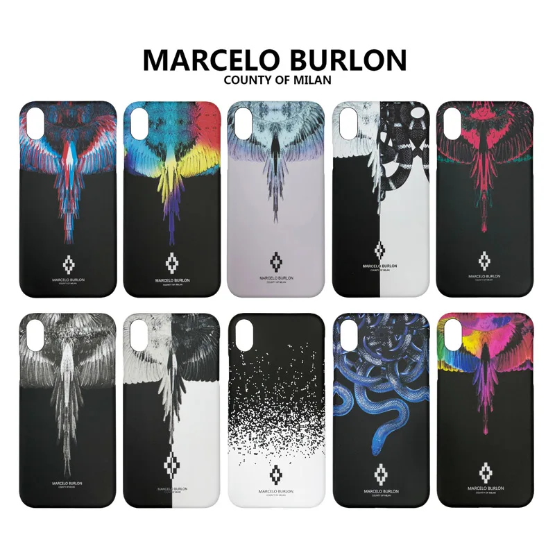 Black Marcelo Burlon Case for iPhone 7 8 Plus 6 Plus X XS XR 11 PRO MAX Wing thin Hard PC Marcelo Cover Cases - buy at the