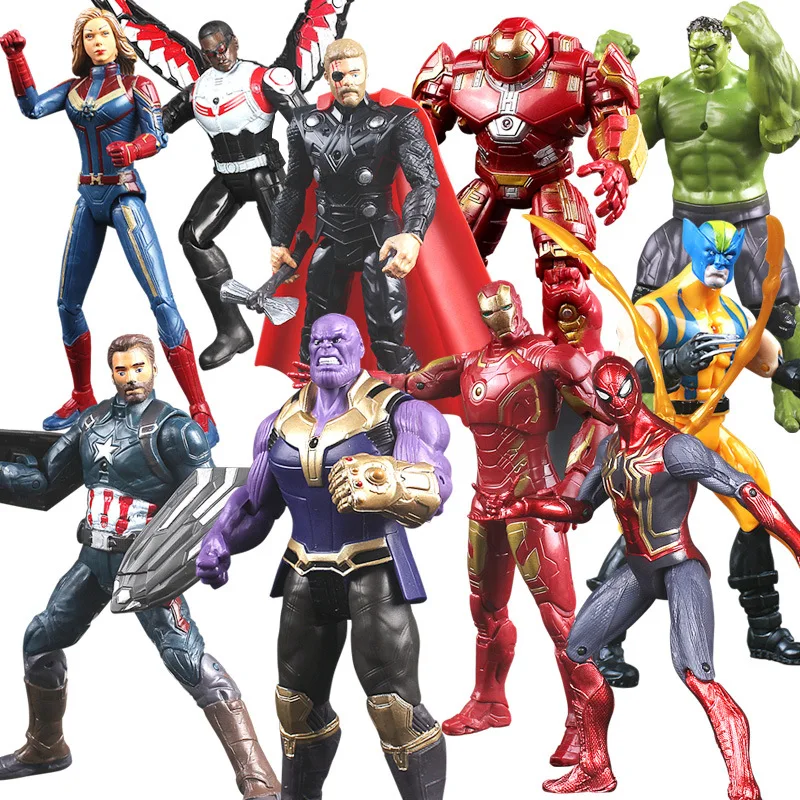 

15m Avengers 4 Endgame Action Figure Model PVC Anime Hulk Buster Thor Spiderman Wolverine Thanos Falcon Doll Collection Kid Toy
