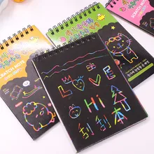 1 PC Scratch Note Black Cardboard Creative DIY Draw Sketch Notes for Kids Toy Notebook School Supplies Stationery Free shipping