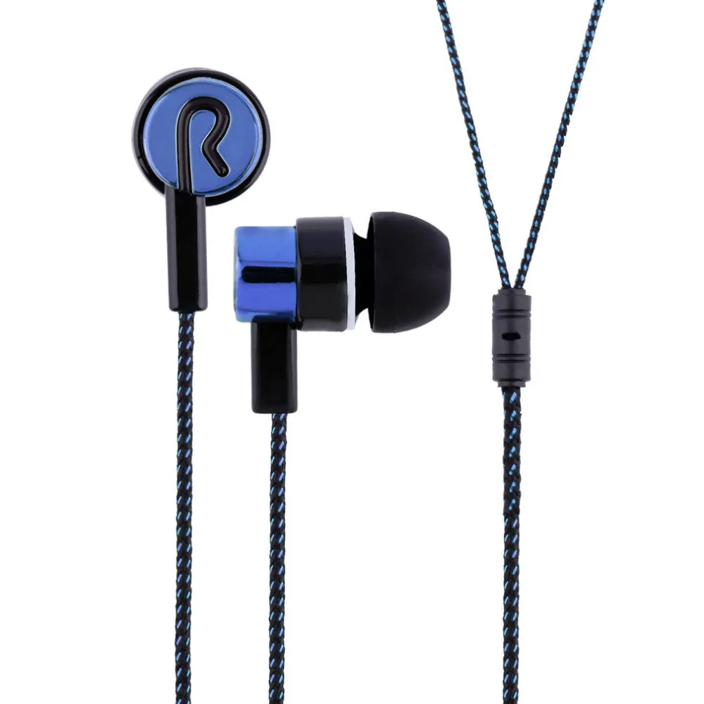 

3.5mm Stereo Woven Fiber Cloth Line Headset Device Metal Earphones Jack Wholesale