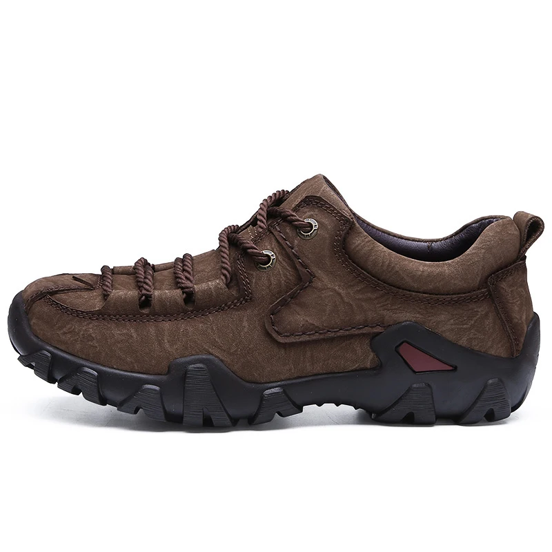 

Mens Leather Waterproof Outdoor Hiking Shoes Spring Autumn Trekking Camping Climbing Non-slip Sneakers Low Tactical Boots Man