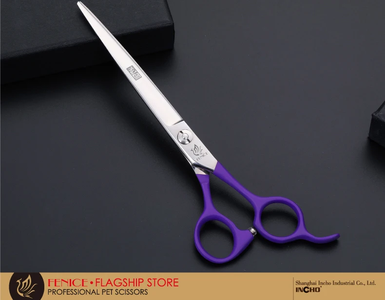 Fenice 6,75 ”Профессиональный грумминг ножницы фиолетовая ручка прямые ножницы для резки Япония 440c товары для домашних собак