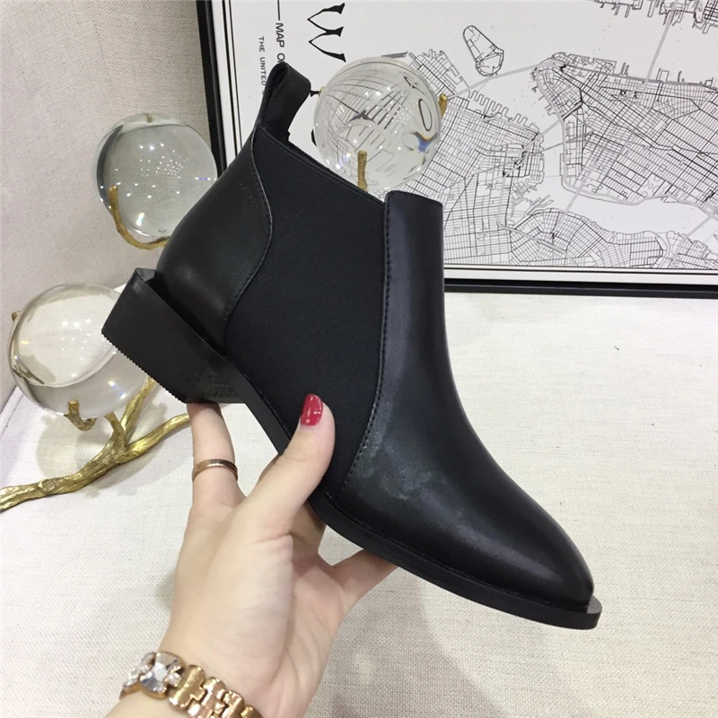 Suede Leather Women Ankle Boots Slip on Platform Motorcycle Ankle Boots Winter Wedges Shoes Woman Street Style Chelsea Boots 40