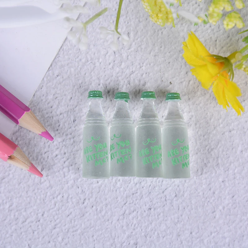 

4 PCS 1:12 Scale Miniature food Water Drinks Bottles Mini Food Paly Doll House Kitchen Living Room Accessories Pretend Play toys
