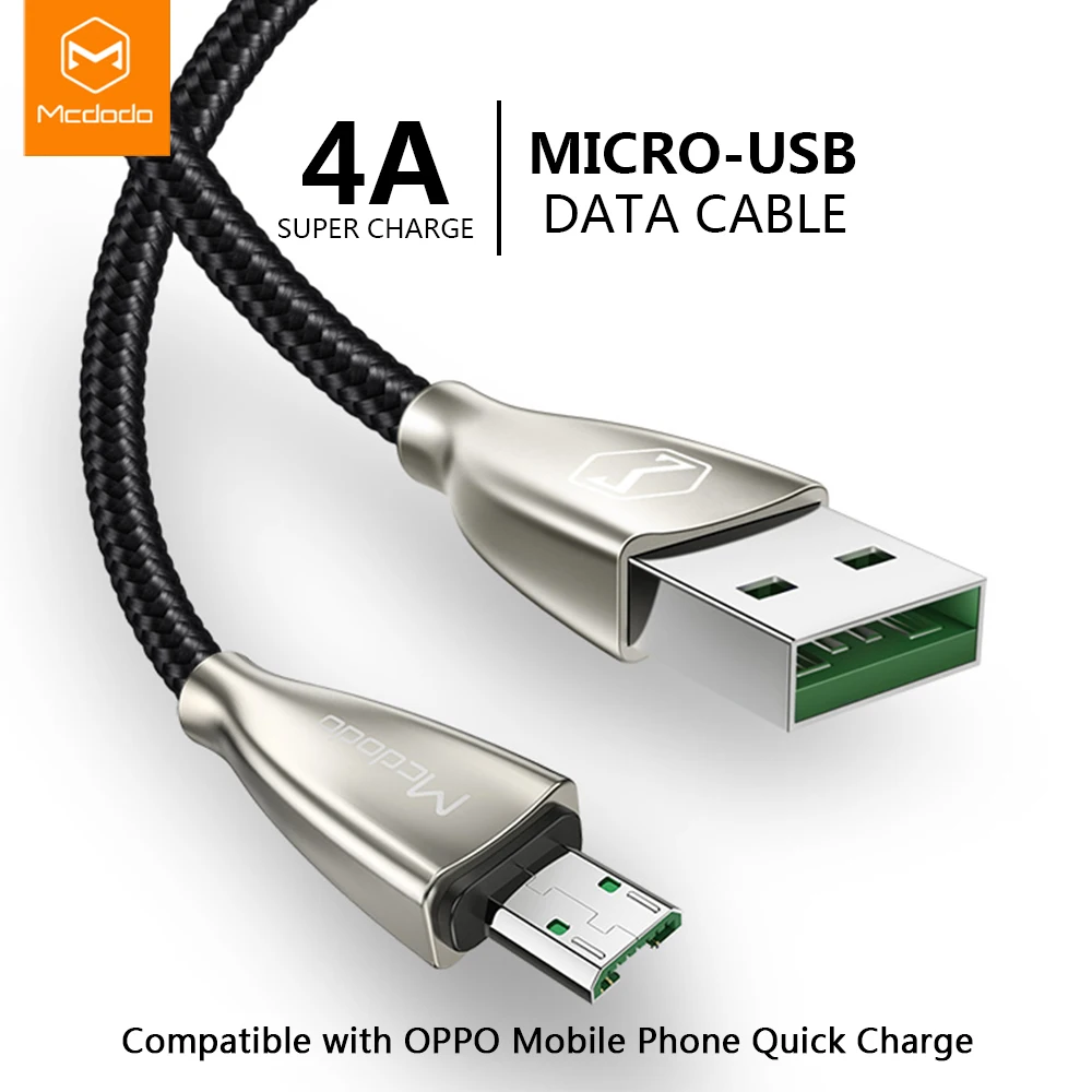 Mcdodo Micro USB кабель 4A быстрая вспышка зарядка VOOC для OPPO R15 R11 R11s plus R17 кабель для передачи данных Шнур зарядное устройство для Xiaomi Android Micro