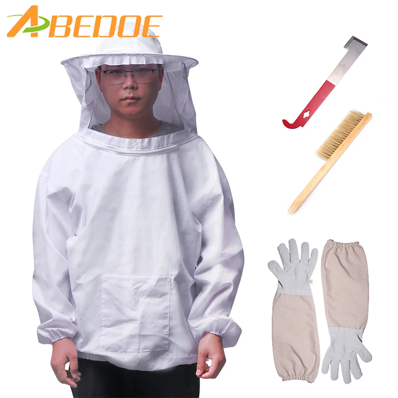 ABEDOE инструменты для пчеловодства набор 4 шт. перчатки из овчины пчелиный улей нержавеющая сталь J крюк улей половина тела куртка