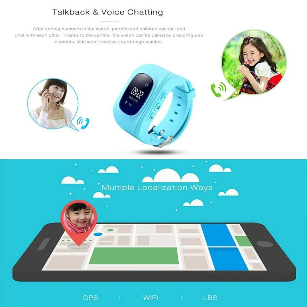 

Children High Quality Smart Watch Safe GPS Tracker Monitor Kids Candy Color Anti-shedding Warning Wristwatch Gifts