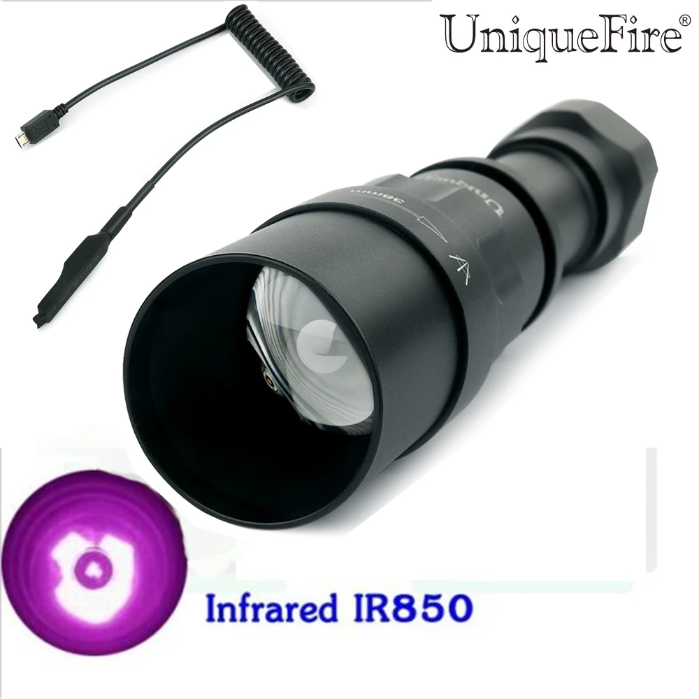 

UniqueFire IR850 LED Flashlight 1605 Troch Zoomable Adjustable Foucs Infrared Light Night Vision+USB Rat Tail For Night Hunting