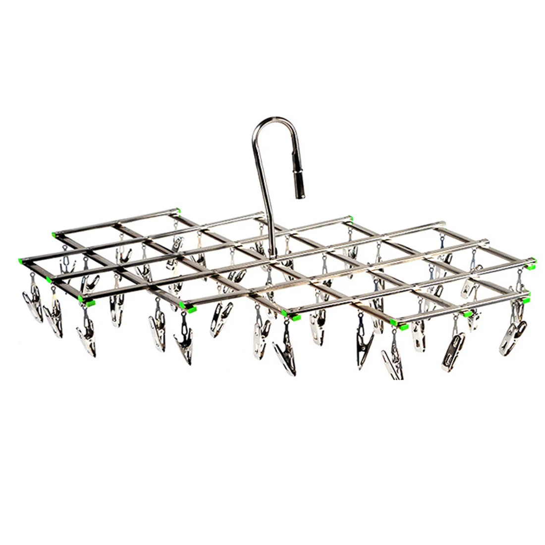 Windproof Stainless Steel Swivel Clothes Hanger Organizer 35 Clips