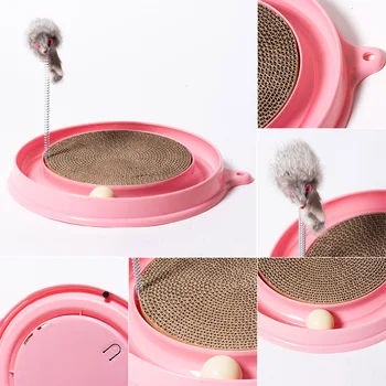 

Cat Kitten Turbo Scratcher Scratching Pad Board Toy With Ball Mouse Training Play Fun Supplies LAD-sale