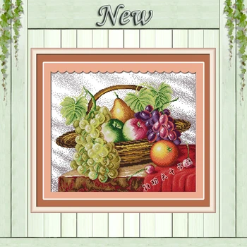 

Fruit basket apple grapes orange pear painting counted print on canvas DMC 11CT 14CT Cross Stitch kits needlework embroider Sets