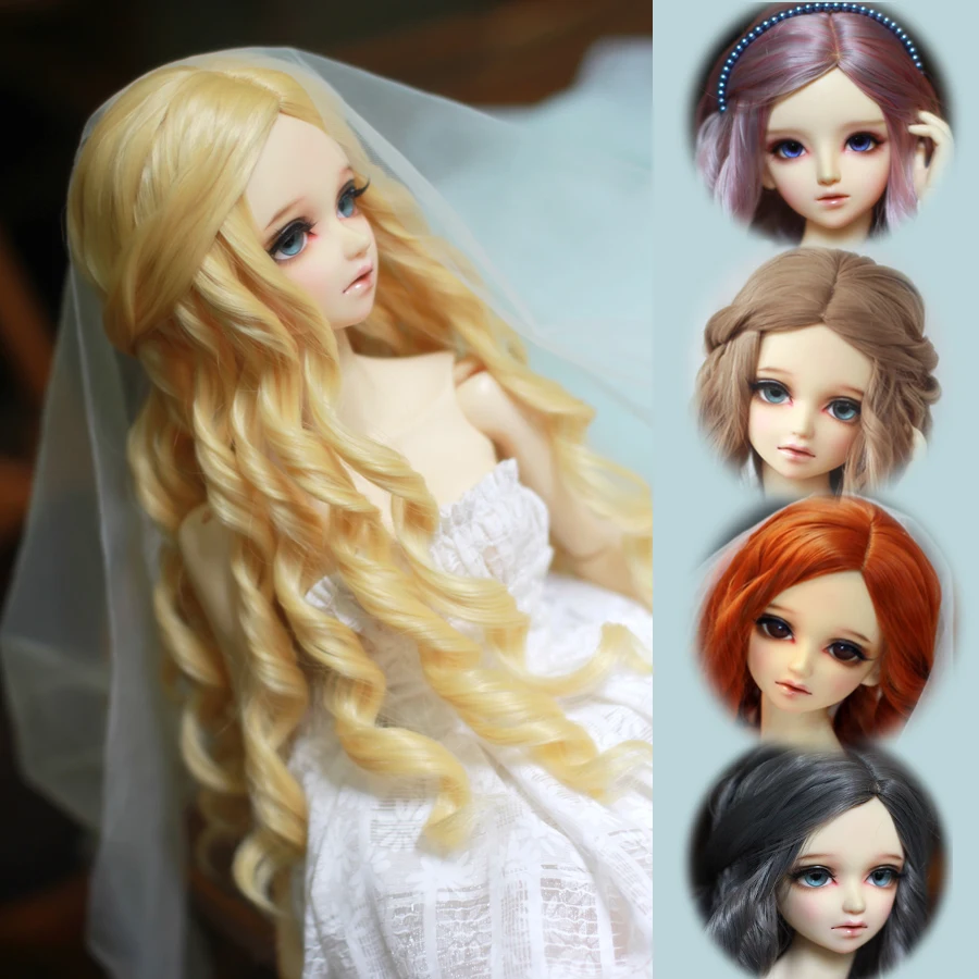 

1/3 8-9"Bjd SD Doll Wig High Temperature Wire Long Fashion Nobility Big Wavy BJD Super Dollfile Hair Wig