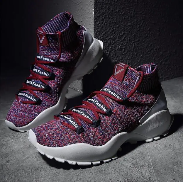 

2018 spring and autumn new light flying knit men's shoes men's breathable leisure socks shoes breathable sports running shoes