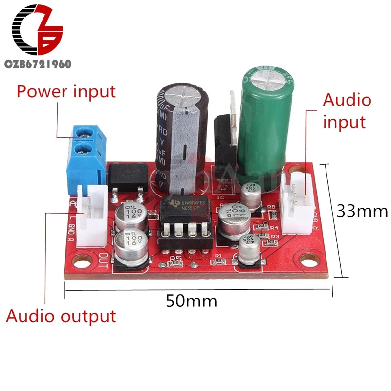 DC 9-24 В AC 8-16 В NE5532 аудио OP AMP микрофонные предусилители Предварительный усилитель доска DIY модуль