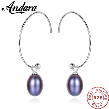 

New Fashion 925 Sterling Silver Earrings Natural Freshwater Pearl Drop Earrings For Women Female Fine Jewelry