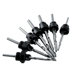 

New 7Pcs Craftman Carpentry Tapered Countersink Drill Bit Set Adjustable Collar Woodworks Wood Tools