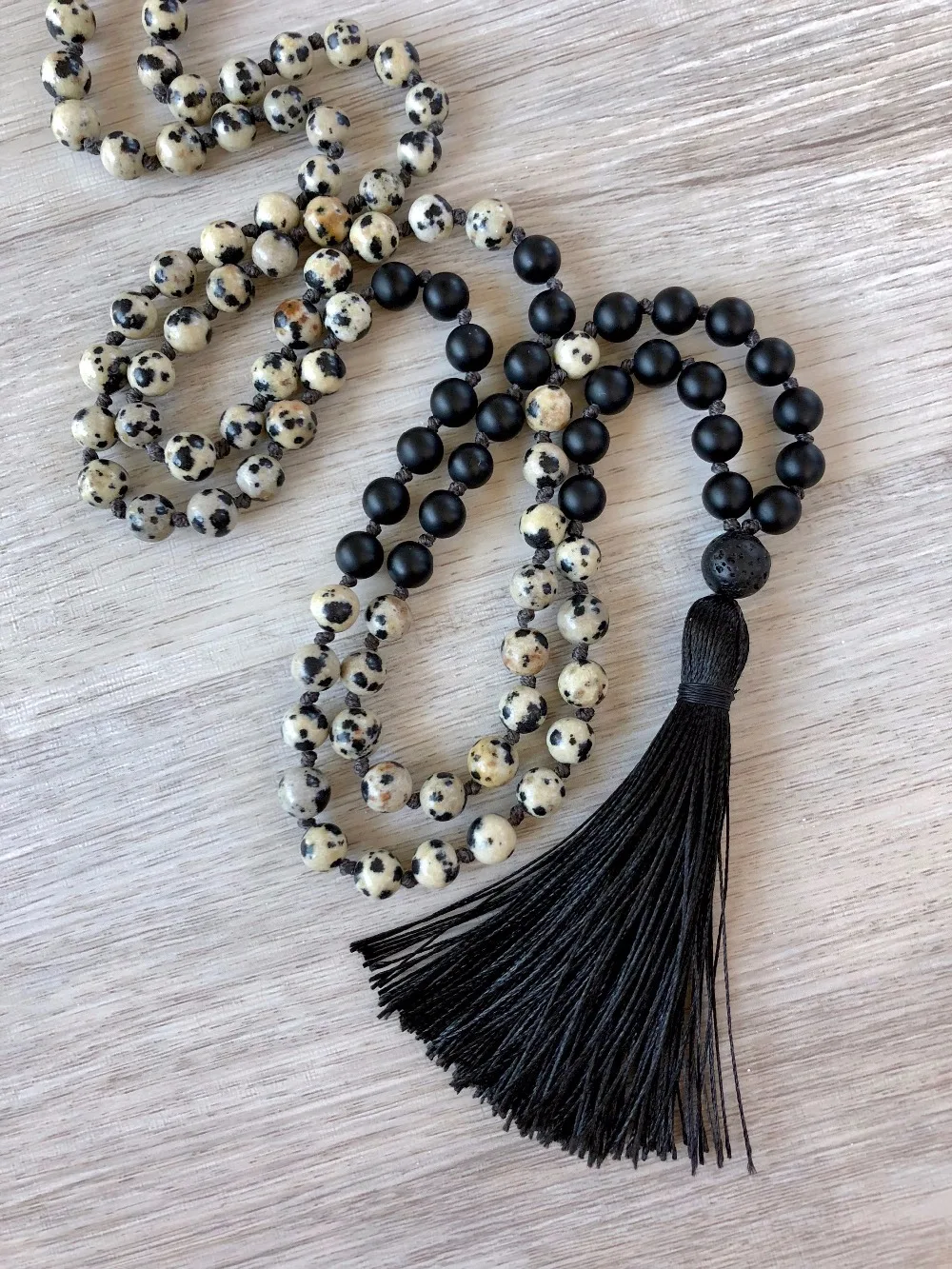 108 Mala Bead Necklace Matte Balck Onyx 