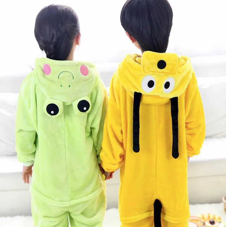 Unisex Children Clothing Frog & Dog Animal Pajamas sleepwear Jumpsuit kids clothes baby rompers Flannel Onesie Pyjama Costumes