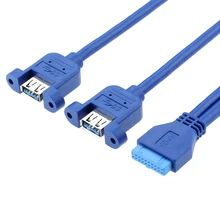 0,5 м 19pin клемма женского типа двойной USB 3,0 кабель порта материнская плата 20 P USB C до 2 USB3.0 разветвитель кабеля с винтами отверстий