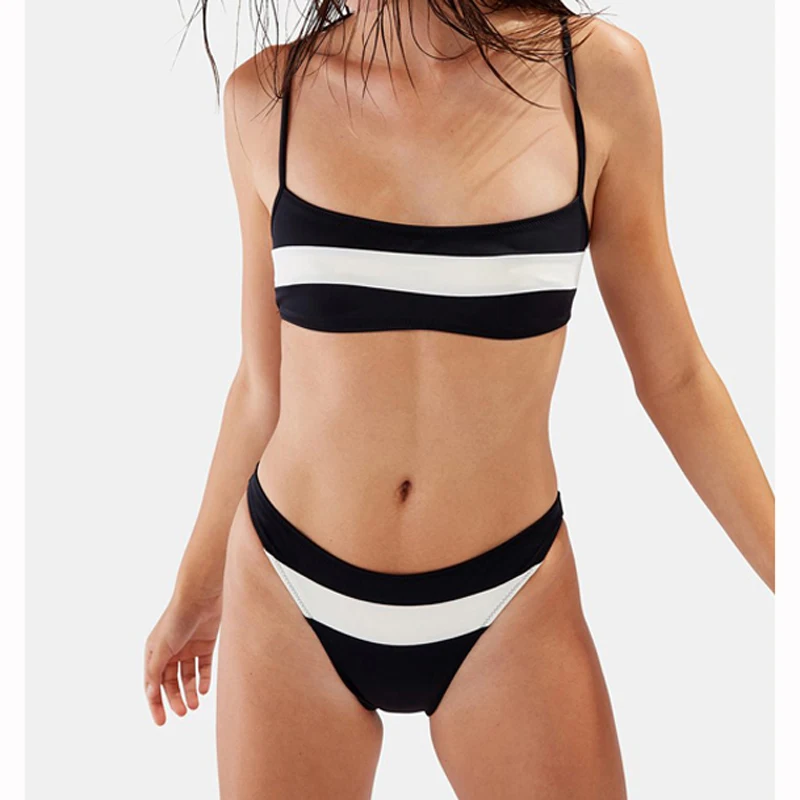 

Bikini sport swimsuit female Brazilian thong women bikini Push up swimwear 2019 Sexy Striped Split bikini bathers bathing suit