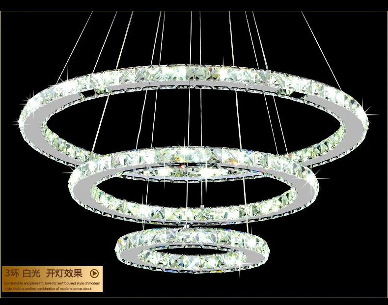 Современный Хромированный Светодиодный светильник с кристаллами, бриллиантовым кольцом, подвесной светильник из нержавеющей стали, регулируемый светодиодный светильник