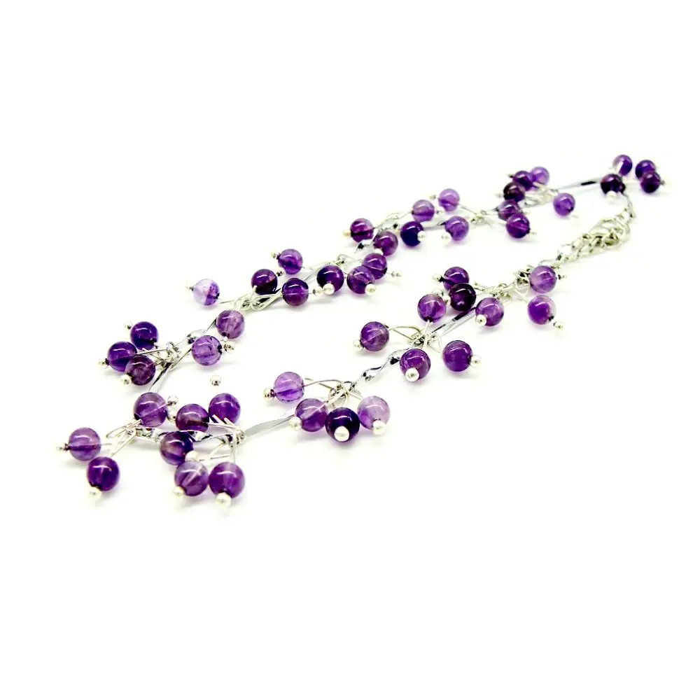 GVBORI Natural Amethyst Women Anklet Bracelet Fashion Jewelry Best Gift