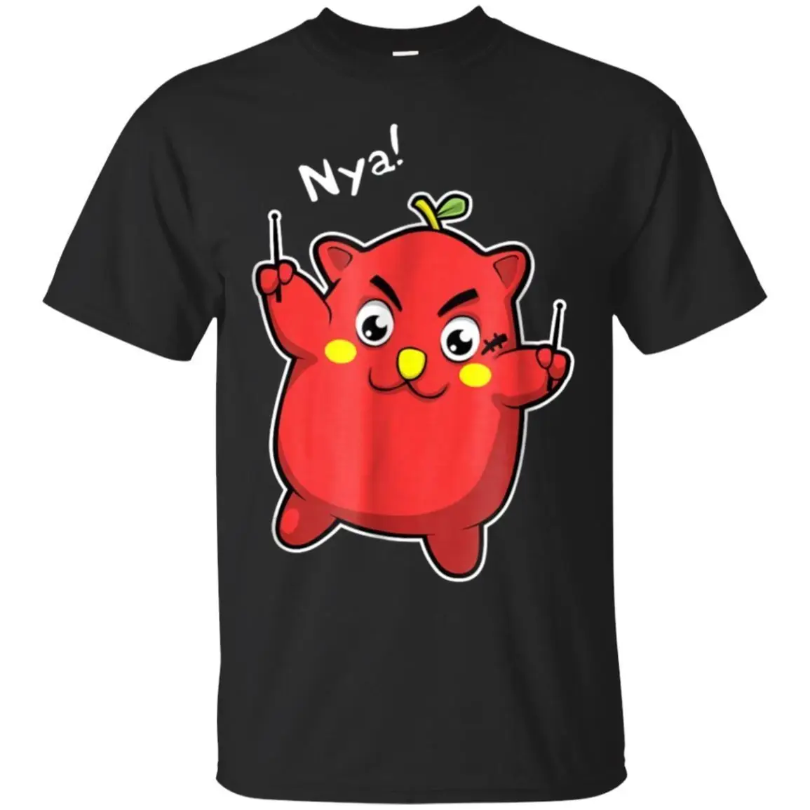 Nyango Star милая японская Chibi талисман металлический барабанщик черная футболка