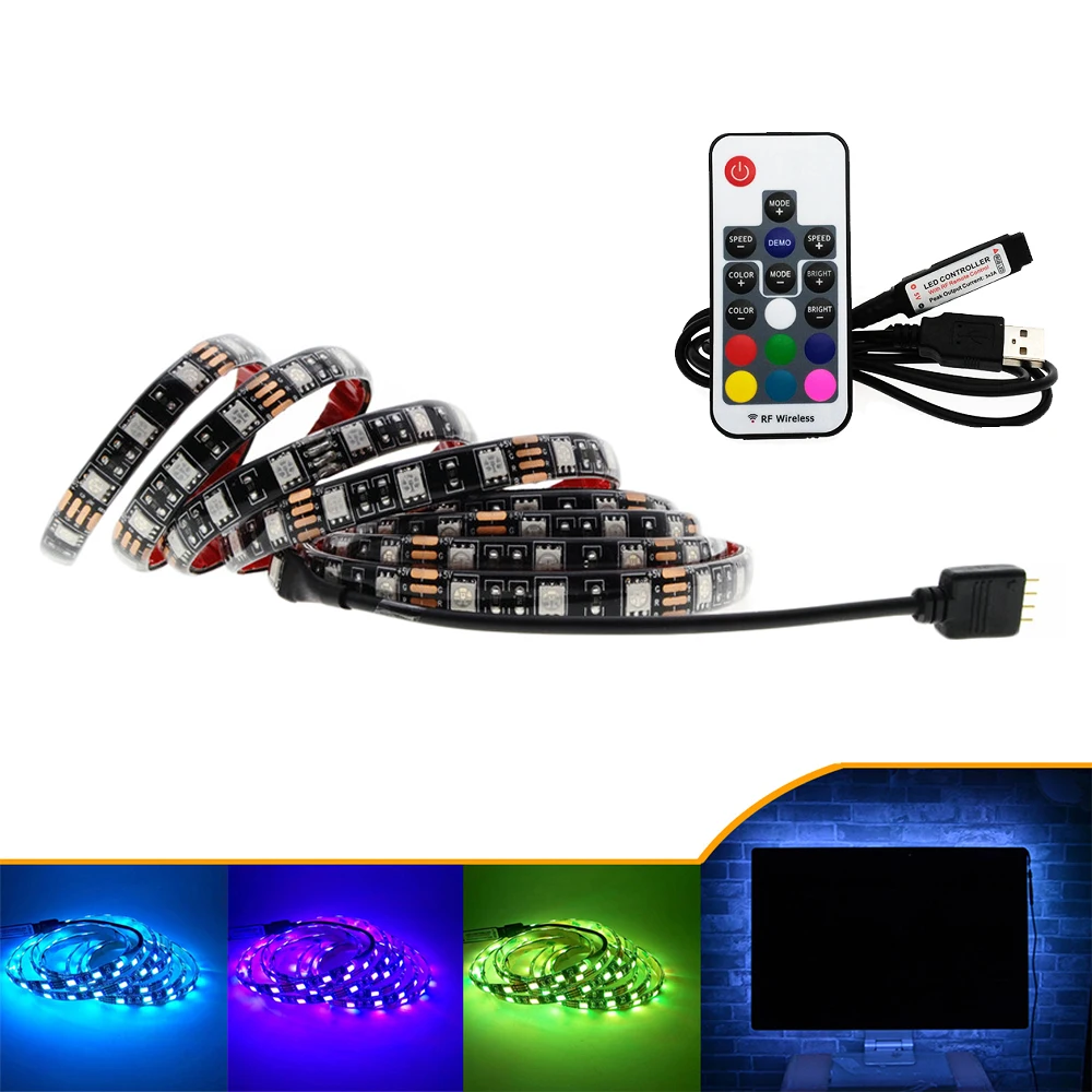 USB светодио дный 5 светодиодные ленты 5050 RGB Гибкая СВЕТОДИОДНАЯ Подсветка с