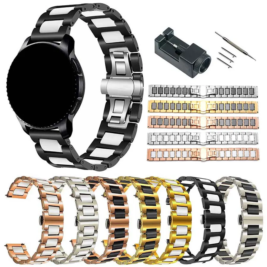 

Ceramic+Stainless Steel Watchband 22mm 20mm Strap Quick Release Replacement Watch Band Wrist Bracelet Universal Straps +Tools