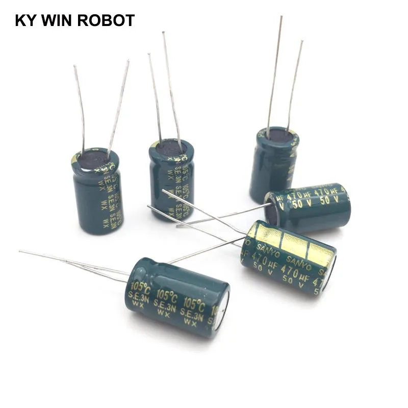 10 шт., электролитные конденсаторы, 470 мкФ с алюминиевой крышкой, 50В 10x16 мм 105C радиальные высокочастотный низкое сопротивление электролитический конденсатор с алюминиевой крышкой