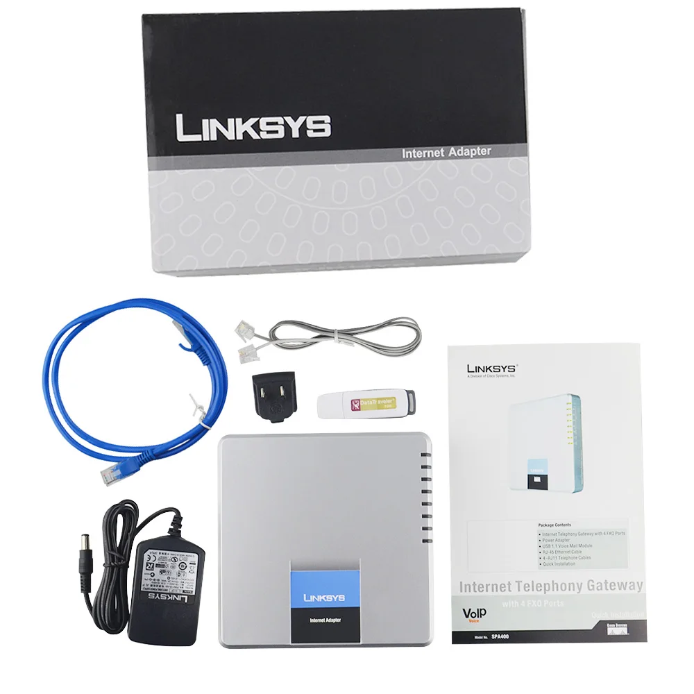 Разблокированный интернет-адаптер LINKSYS SPA400 4FXO VoIP Шлюз расширенное многопортовое PSTN решение для голоса Linksys