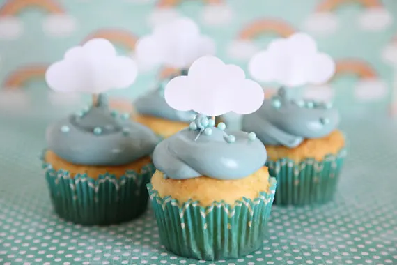Nubes Cupcake Toppers Tema De Dia Lluvioso Baby Shower Boda Fiesta