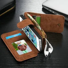 2016 Retro Folded Wallet Case for iPhone On 5 5s SE 2 in 1 Second Layer Leather Cover Case for iphone5 Flip Stand Bag